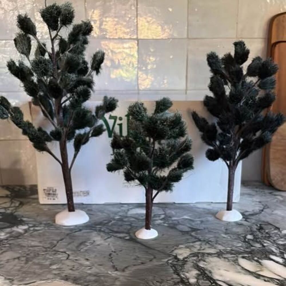 Dept 56 Village Jack Pines Trees Ser of 3 9”, 12”, and 15”